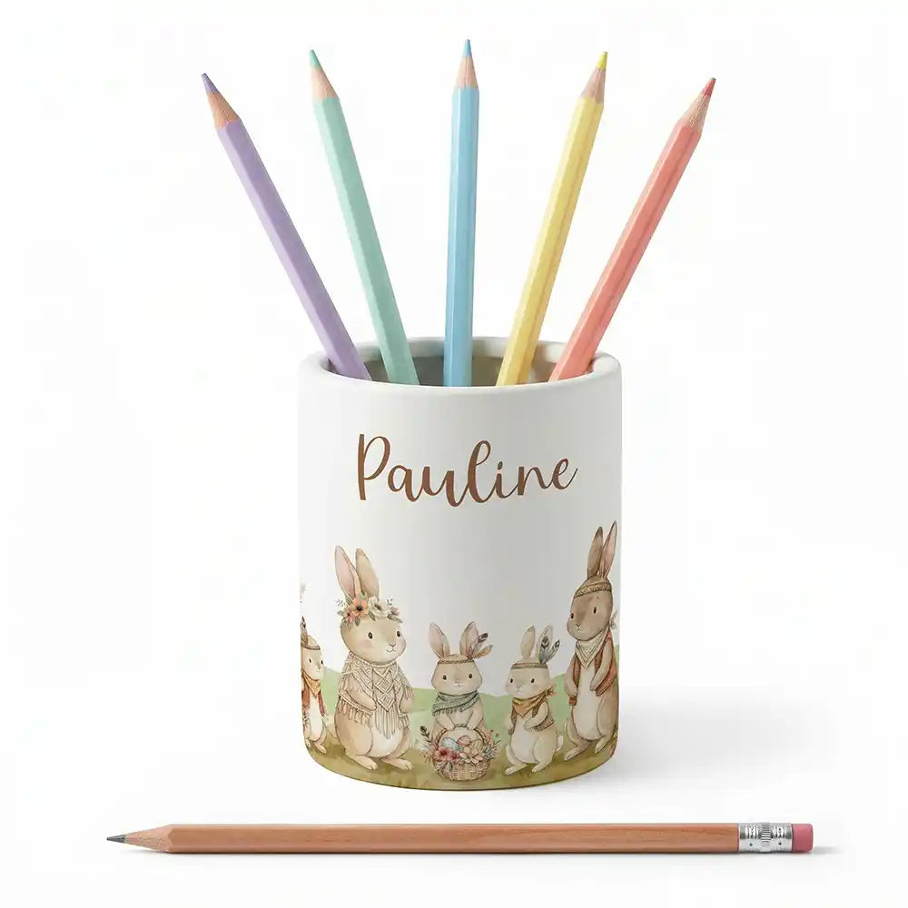 Zahnbürstenhalter Boho-Hasen - Keramik für das Kinderbad
