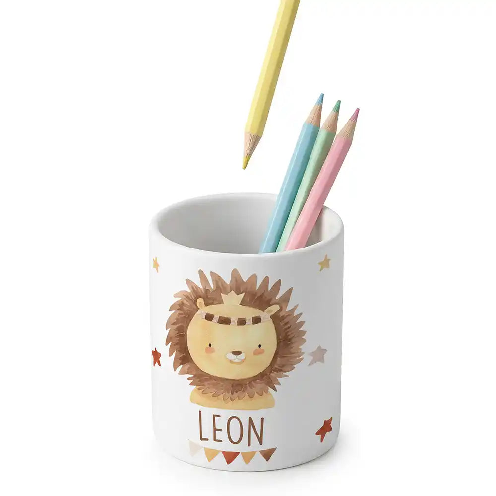 ZahnbĂŒrstenhalter Kinder Löwe Boho - mit Namen aus Keramik