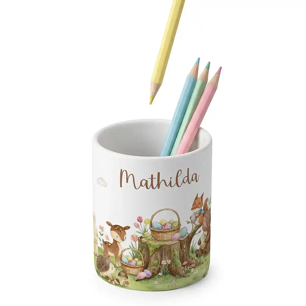 Zahnbürstenhalter Kinder Ostern Rehkitz - mit Namen aus Keramik