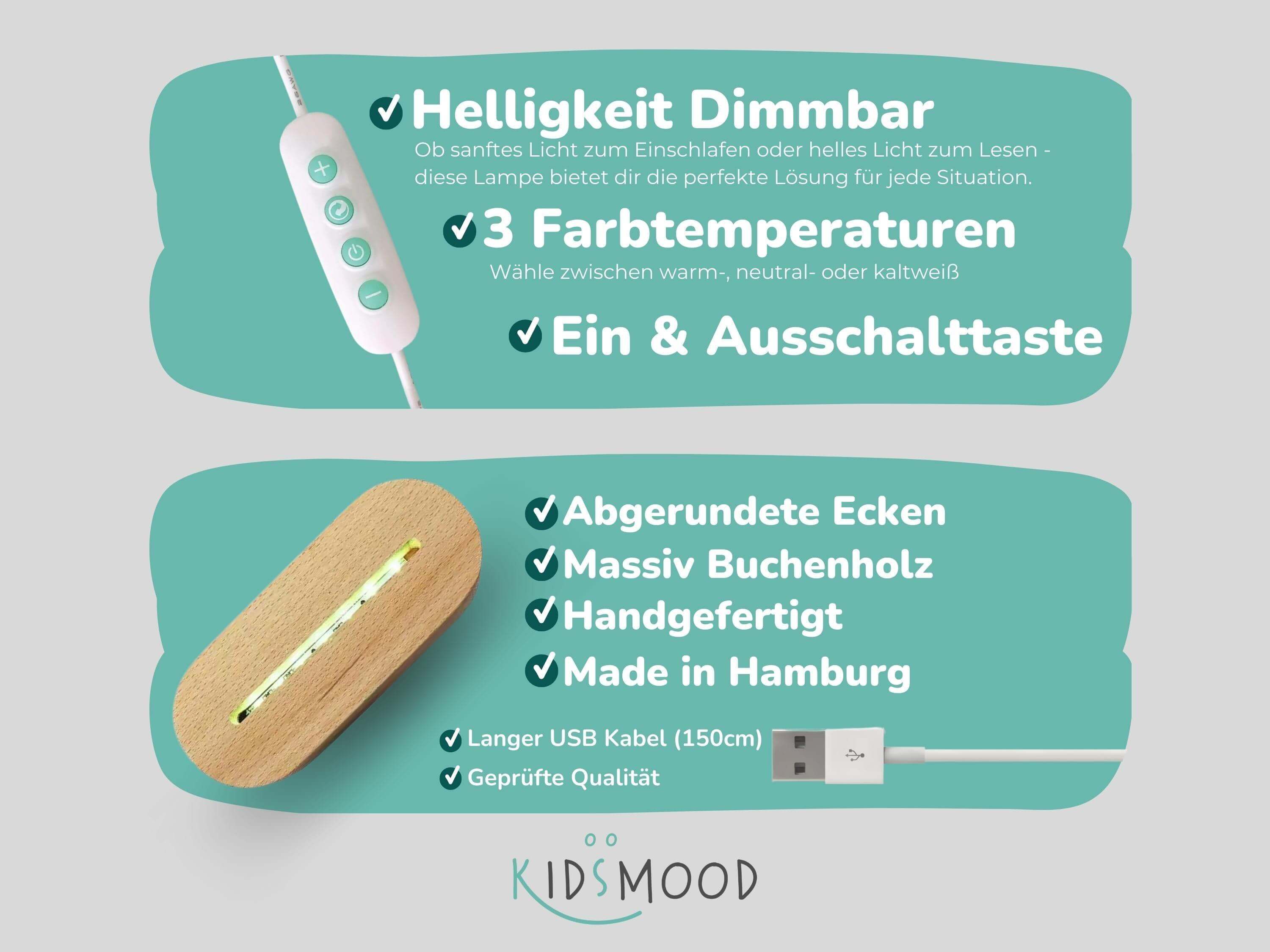 night lamp with löwenkopf design and personalized name