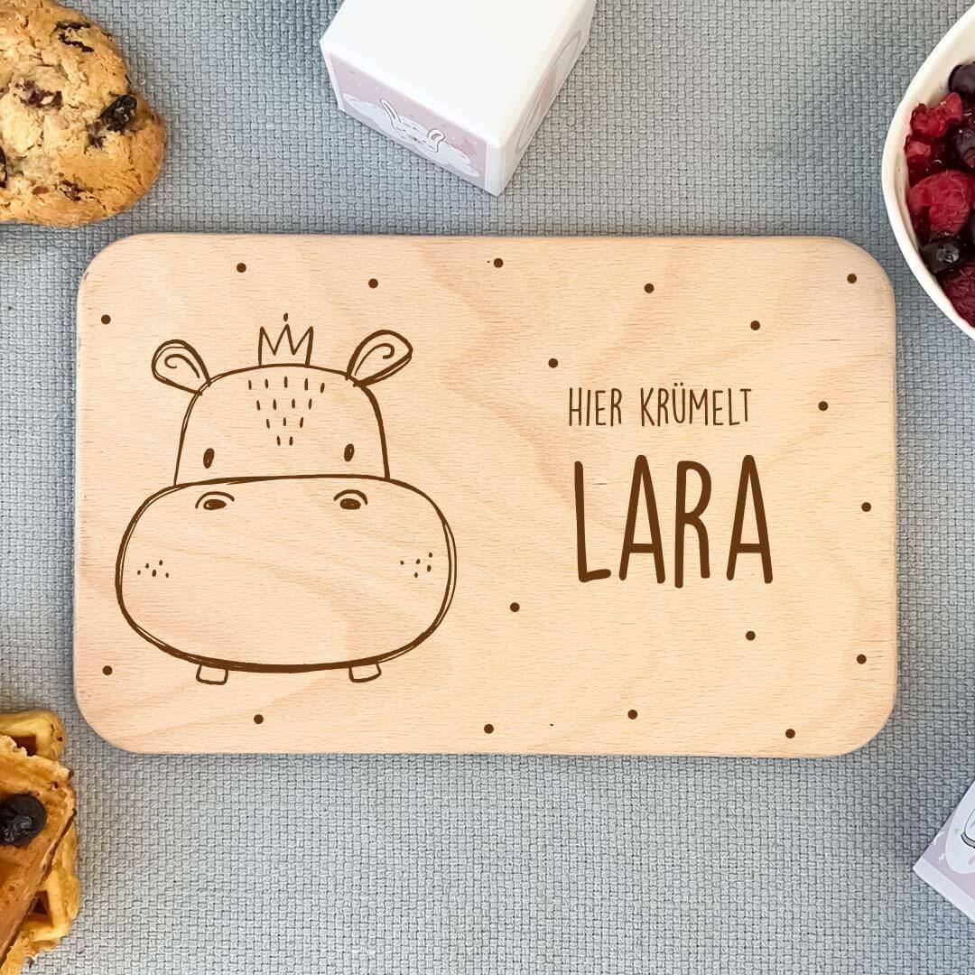 Personalisiertes Frühstücksbrettchen Hippo