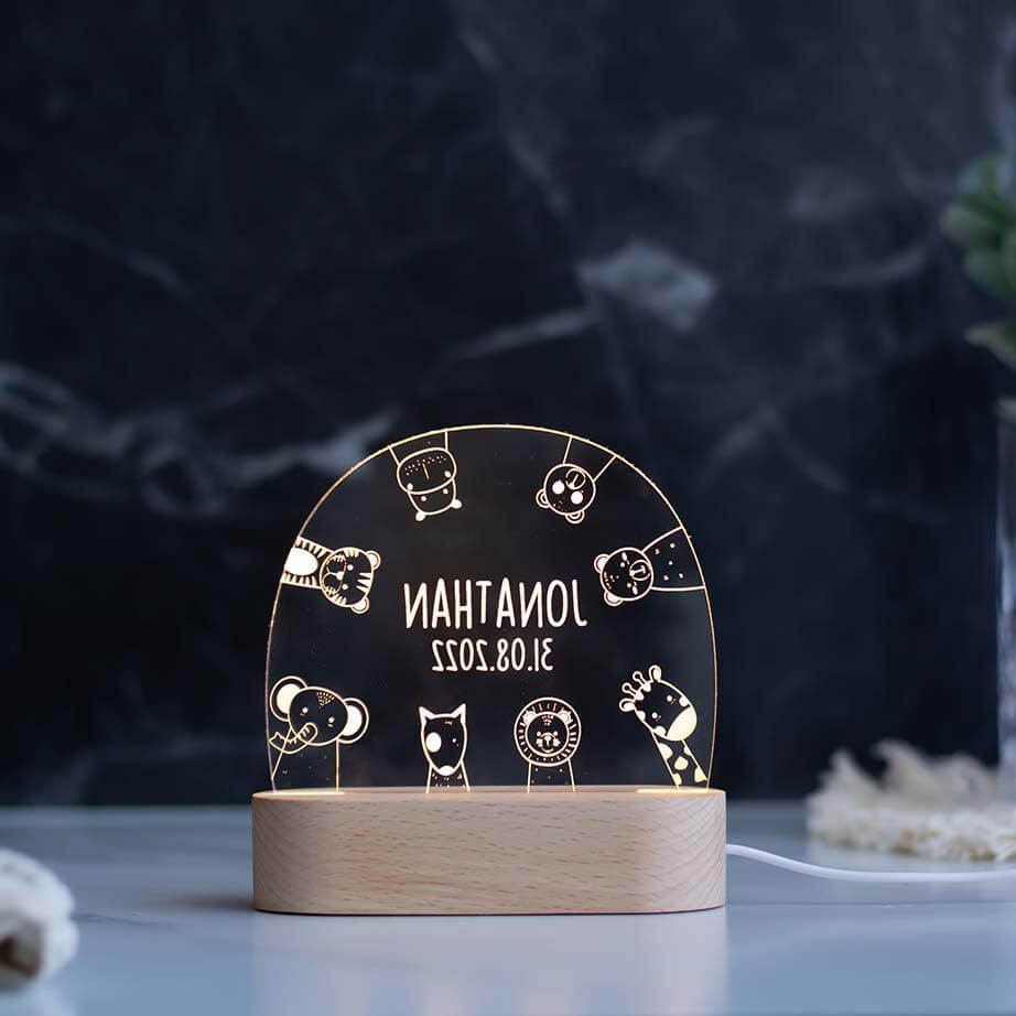Personalisierte Nachtlampe Happy Animals