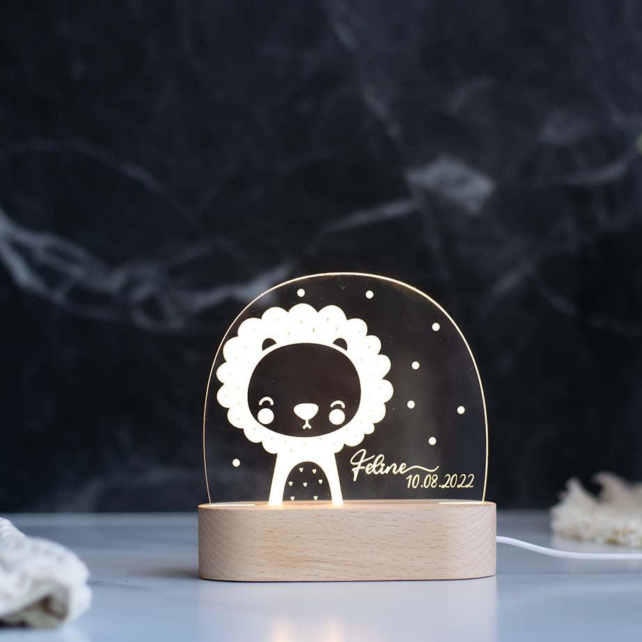 Personalisierte Nachtlampe Baby Löwe