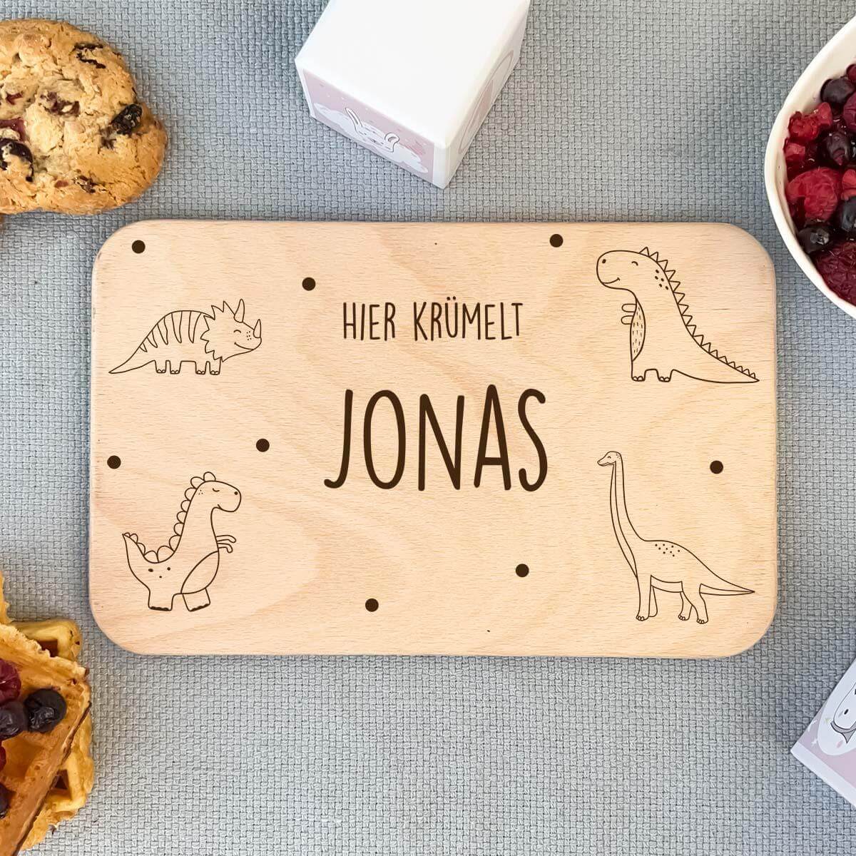 Personalisiertes Frühstücksbrettchen Dino