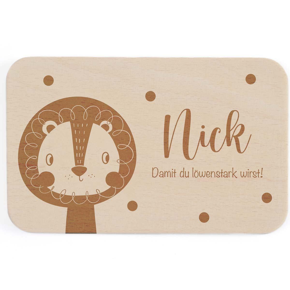 engraved lion breakfast board with name