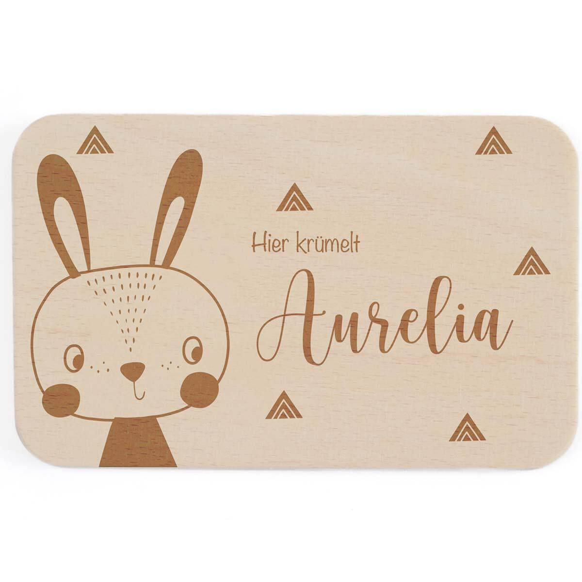 engraved rabbit breakfast board with name