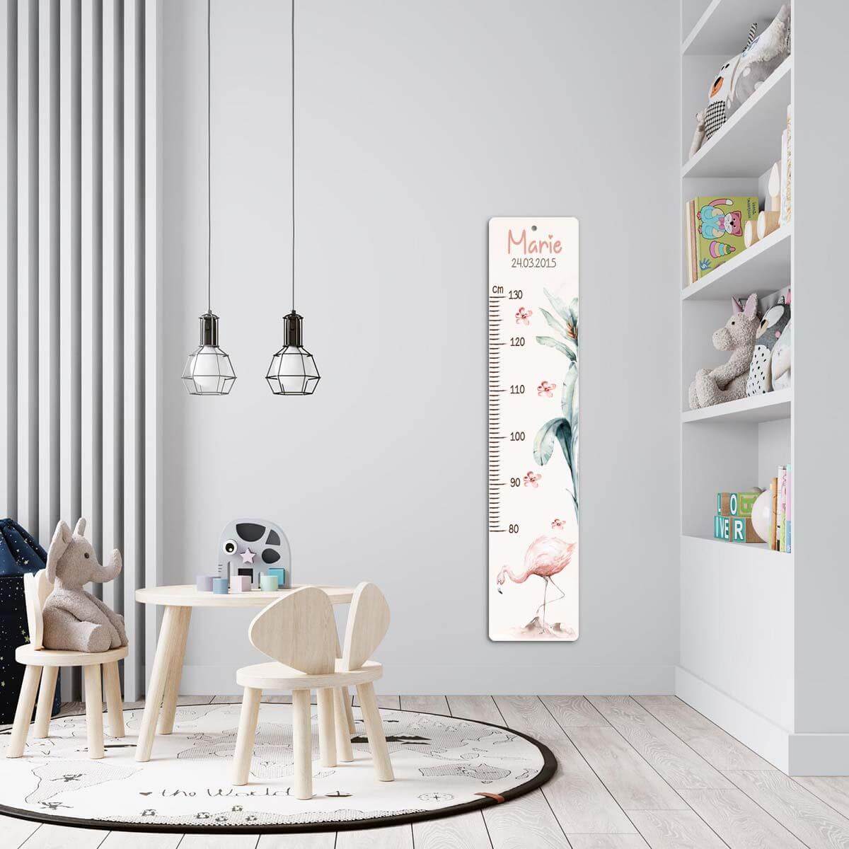 Personalisierte Messlatte Flamingo