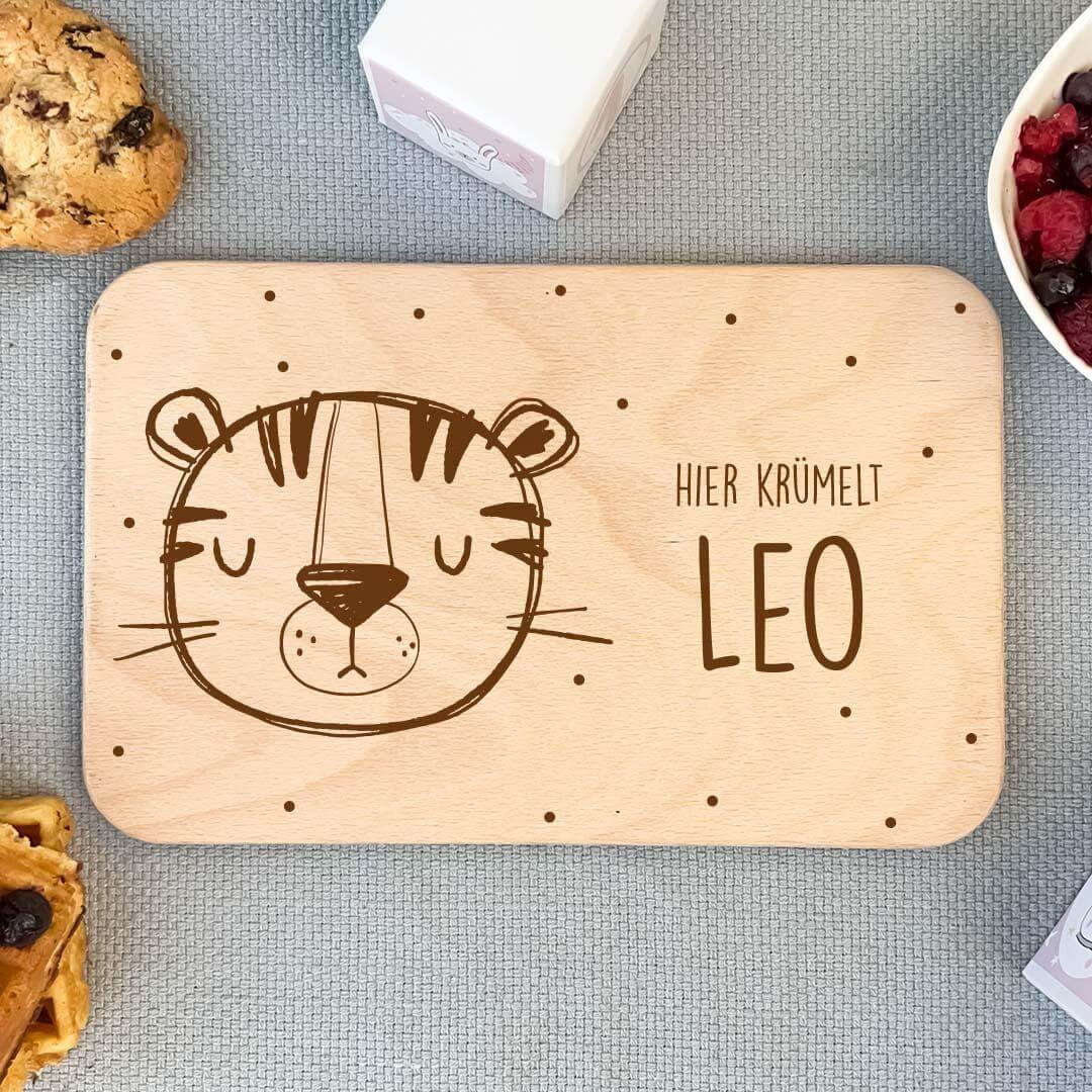 Personalisiertes Frühstücksbrettchen Tiger