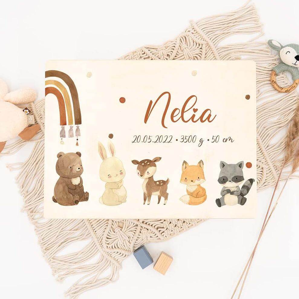 Personalisierte Erinnerungskiste Tierfamilie Boho