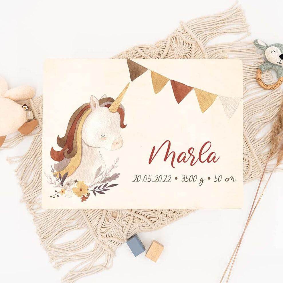 high-quality personalized memory box with unicorn