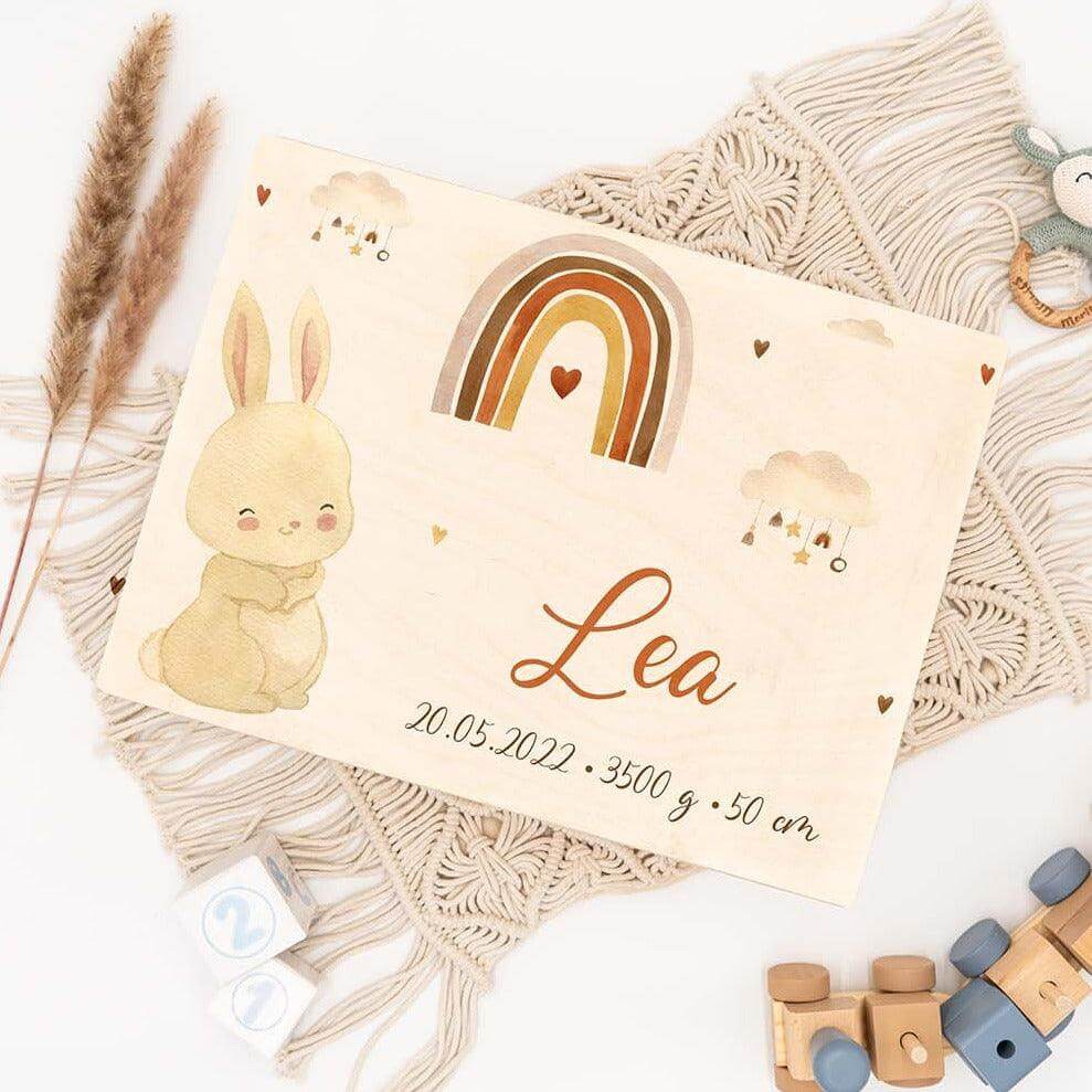 Personalisierte Erinnerungskiste Hase Boho