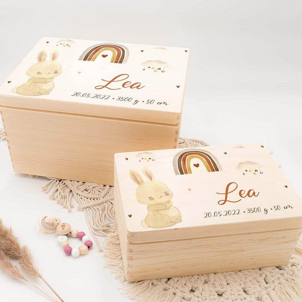 Personalisierte Erinnerungskiste Hase Boho