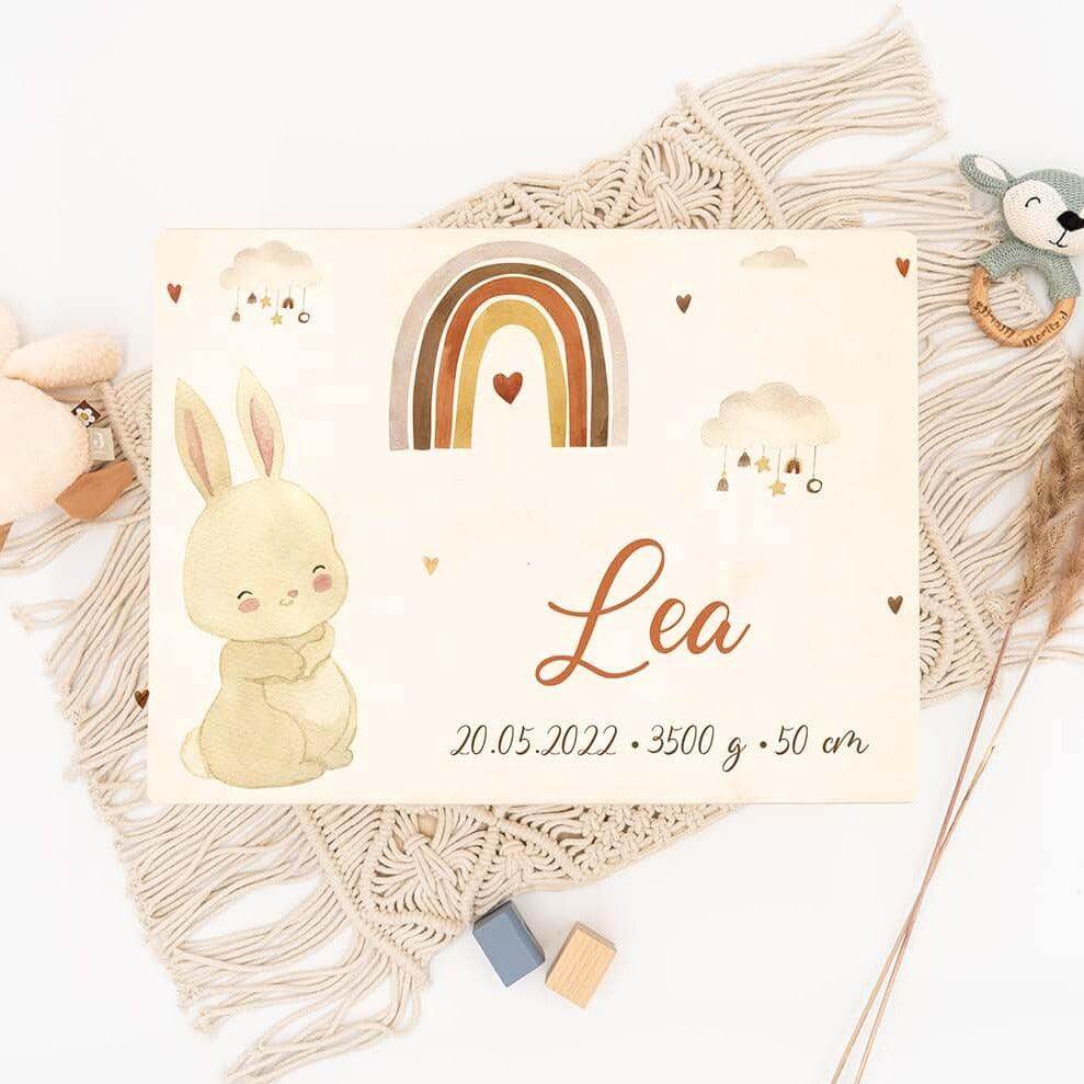 Personalisierte Erinnerungskiste Hase Boho
