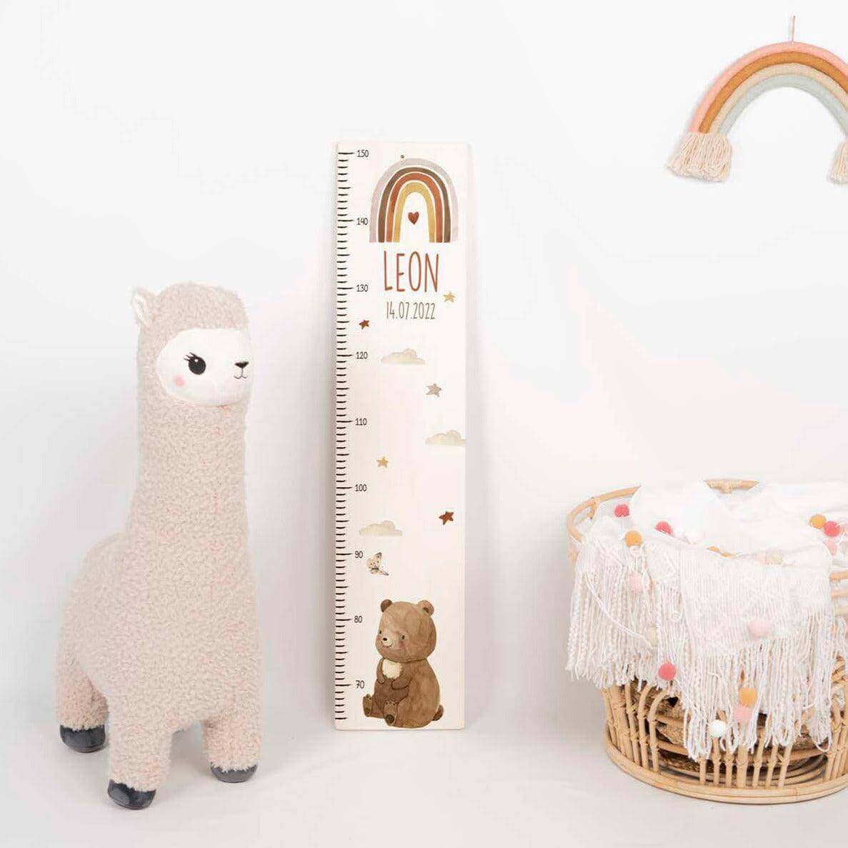 handcrafted growth chart with bear boho engraving