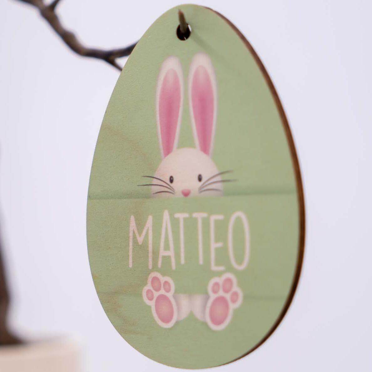 custom wooden Easter egg with personalized name