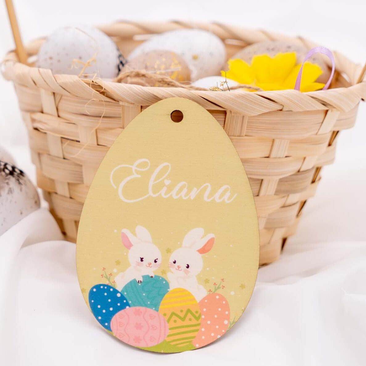 handcrafted wooden Easter egg with personalized engraving