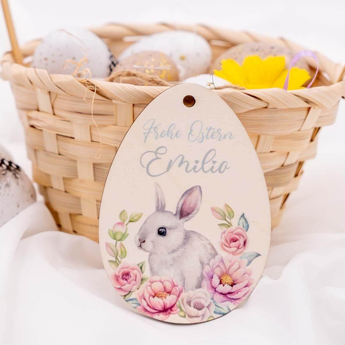 handcrafted wooden Easter egg with personalized engraving