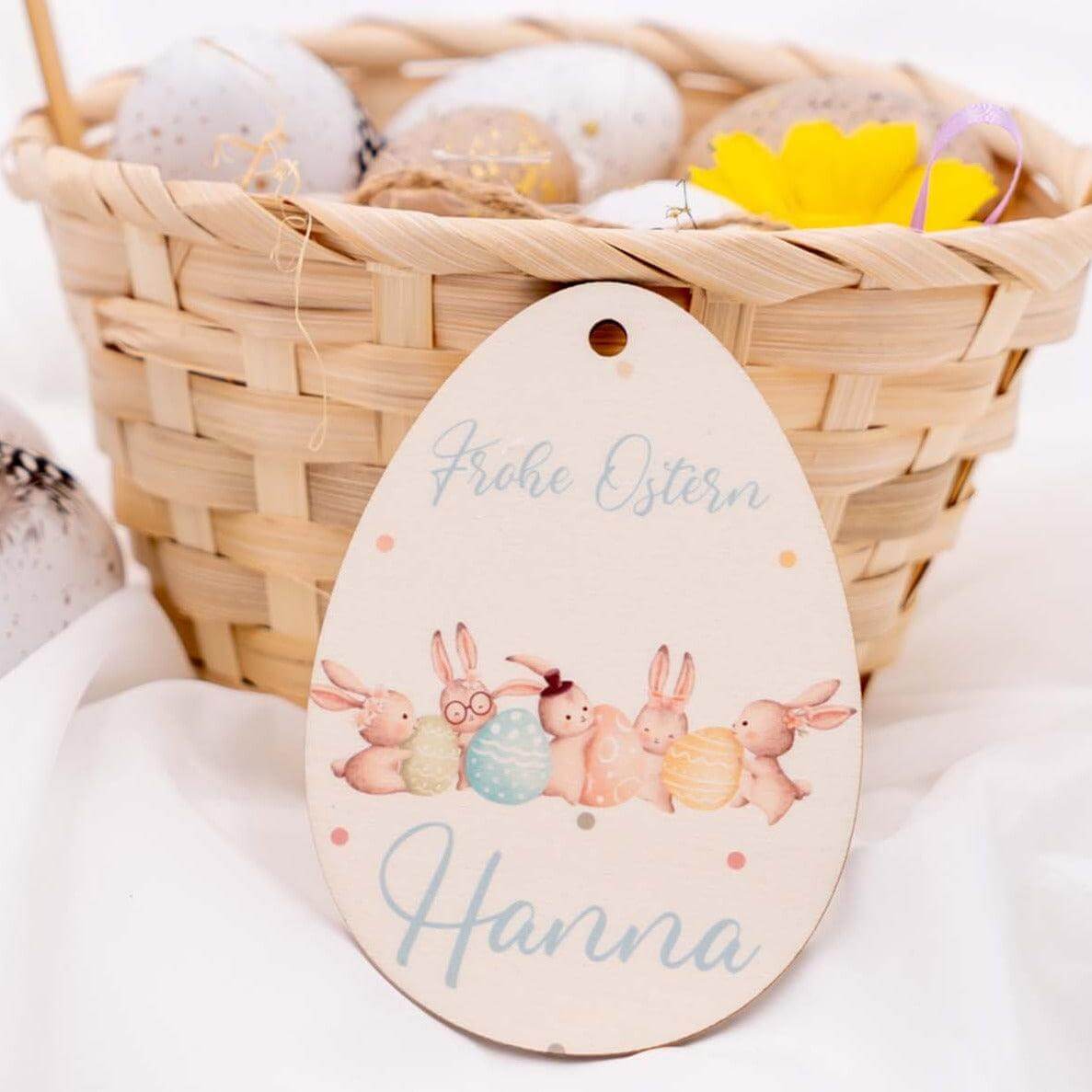 handcrafted wooden Easter eggs with personalized engraving