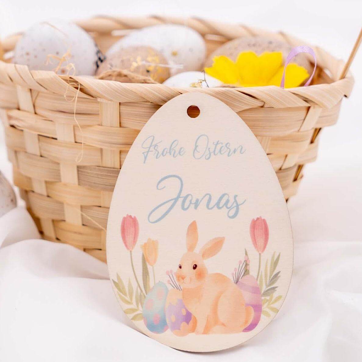 handcrafted wooden Easter eggs with personalized engraving