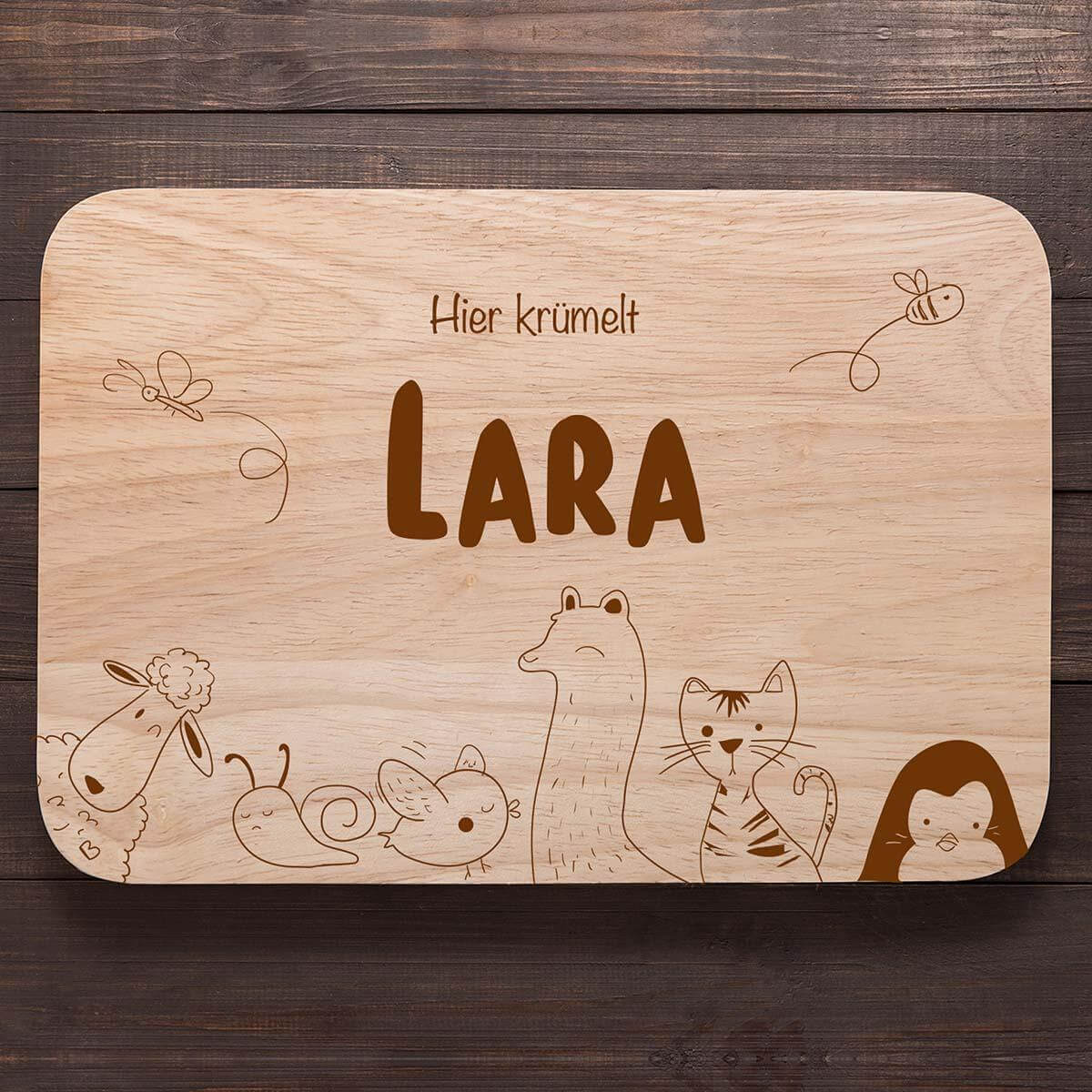 Personalisiertes Frühstücksbrettchen Lama und Freunde