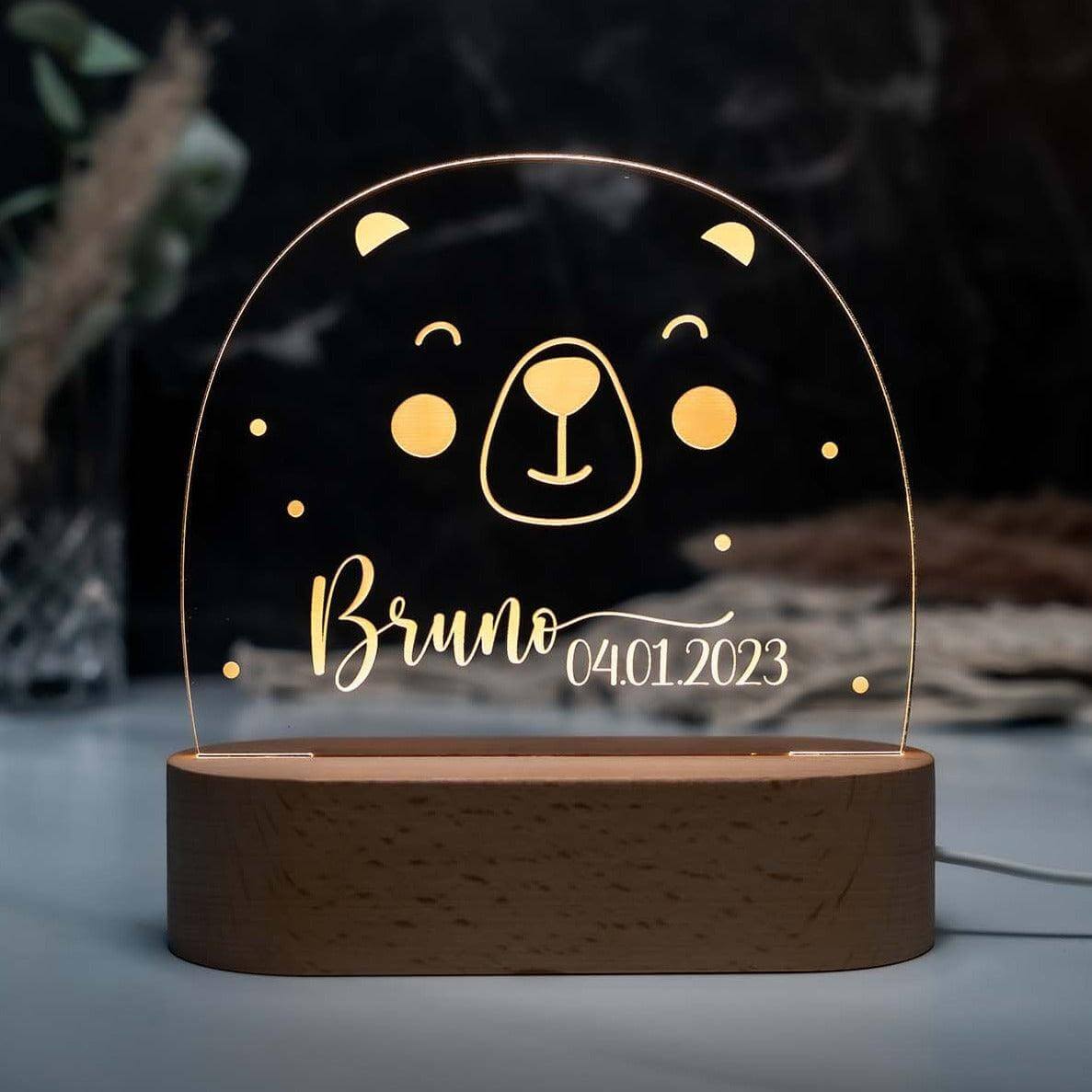 Personalisierte Nachtlampe Bärgesicht