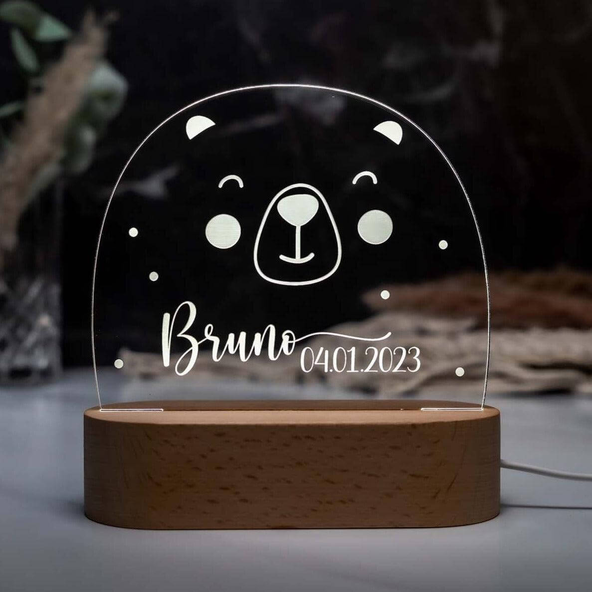 Personalisierte Nachtlampe Bärgesicht