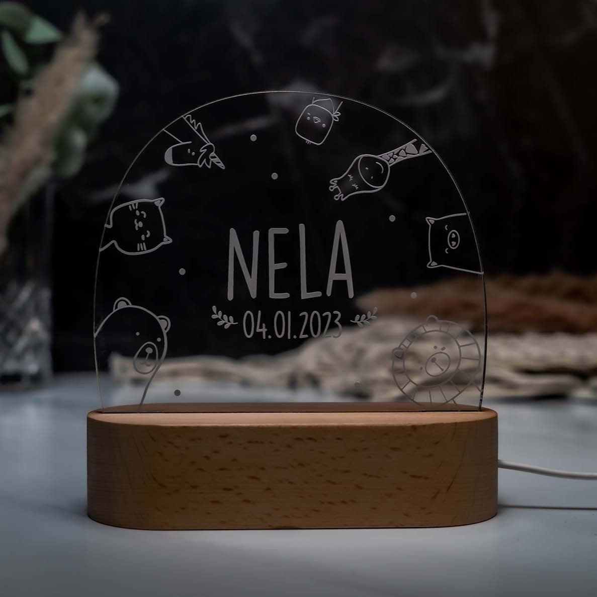 Personalisierte Nachtlampe Animals