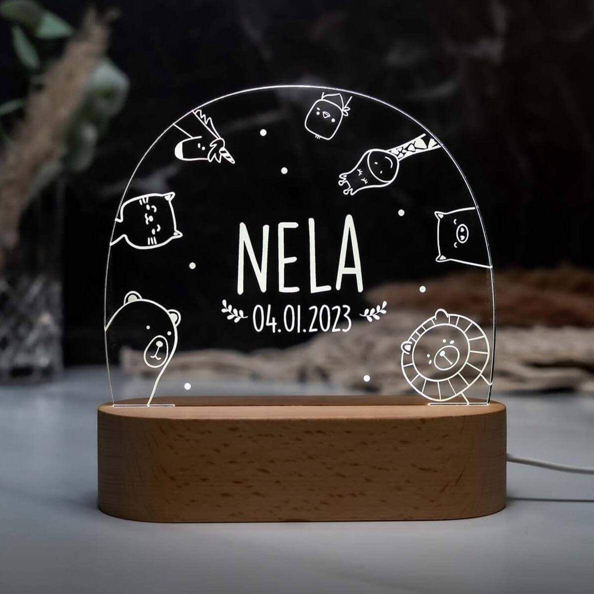 Personalisierte Nachtlampe Animals