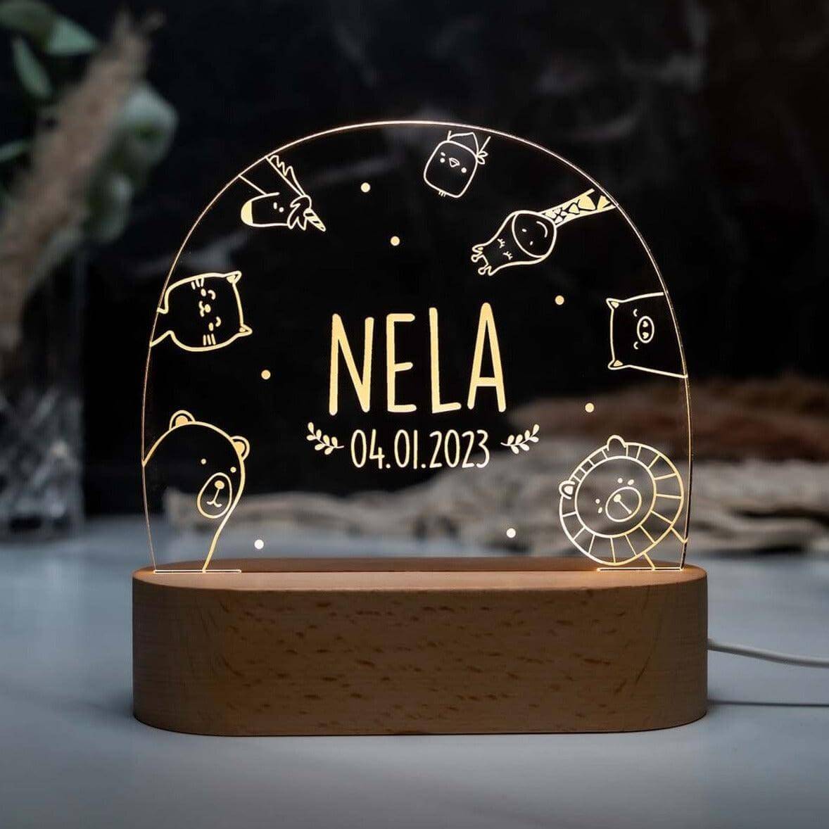 Personalisierte Nachtlampe Animals