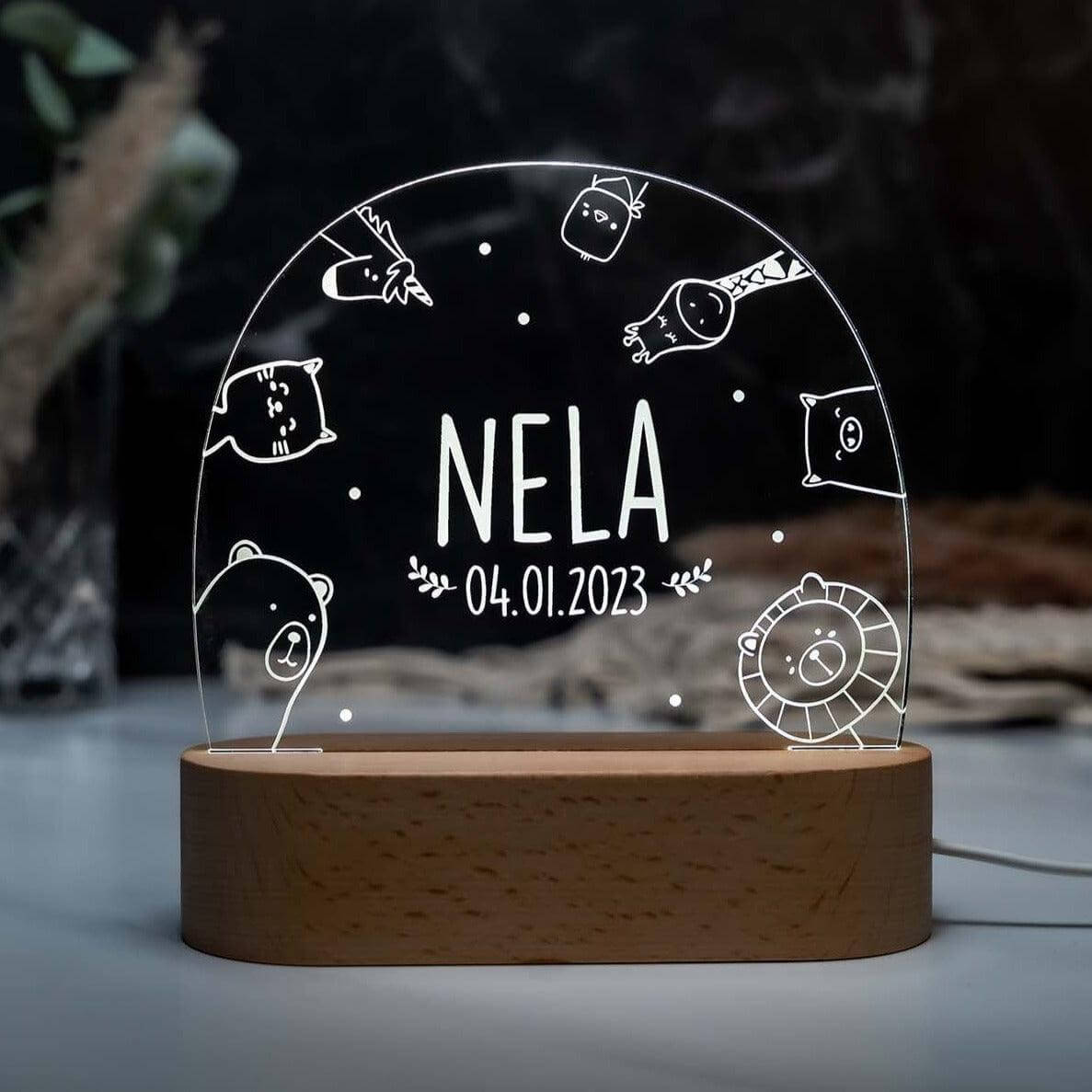Personalisierte Nachtlampe Animals