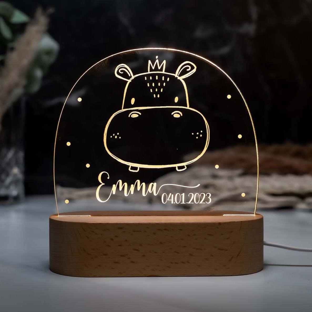Personalisierte Nachtlampe Nilpferd
