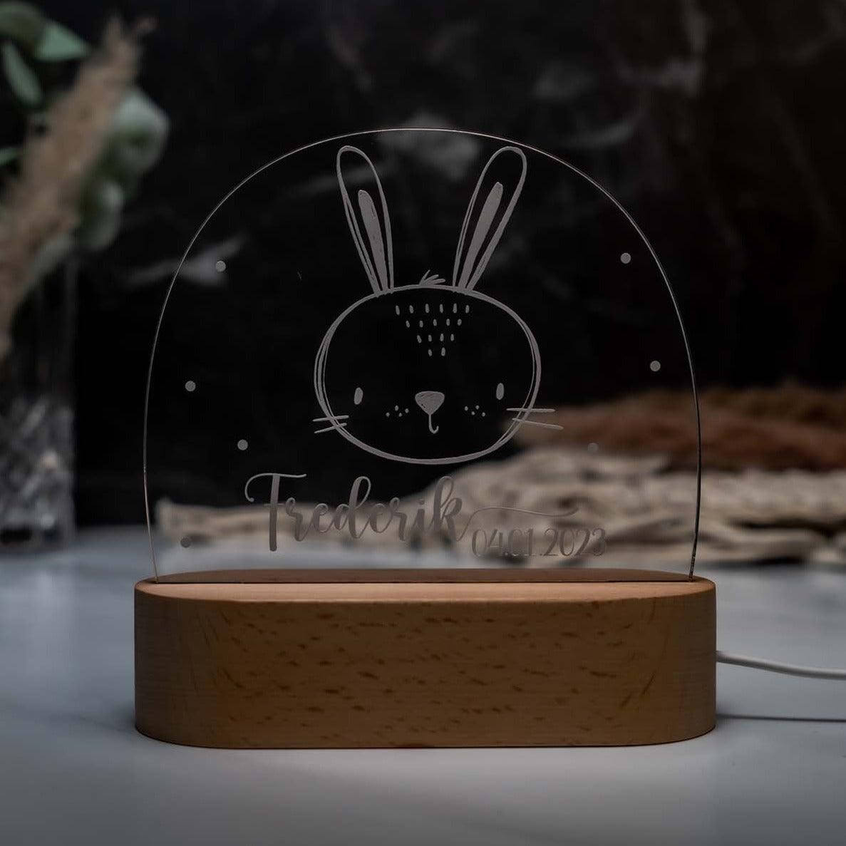 Personalisierte Nachtlampe Hasenkopf