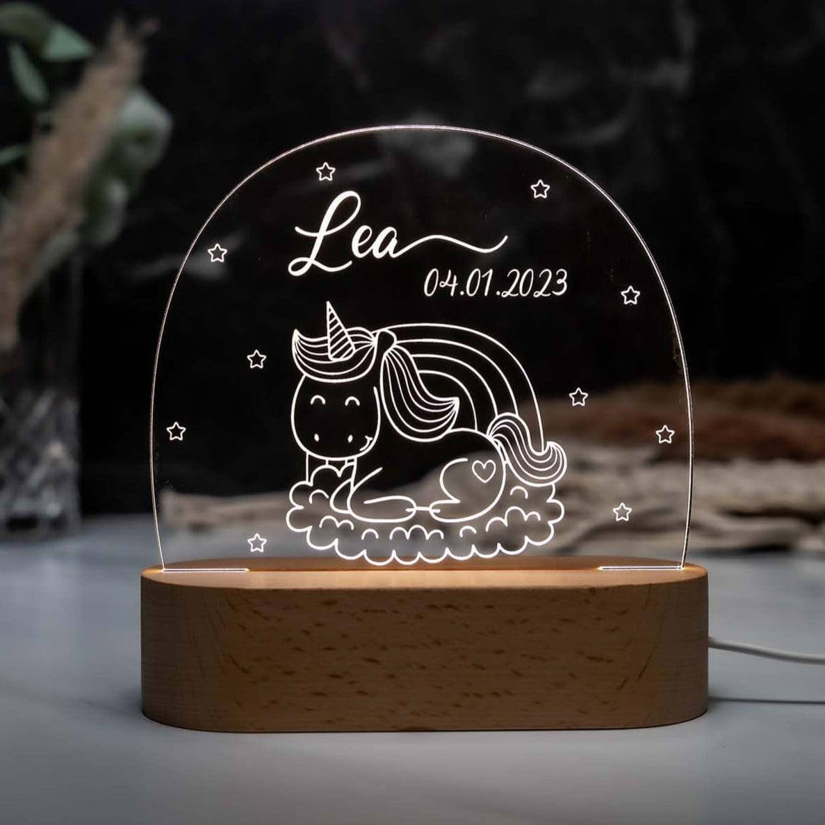 Personalisierte Nachtlampe Einhorn