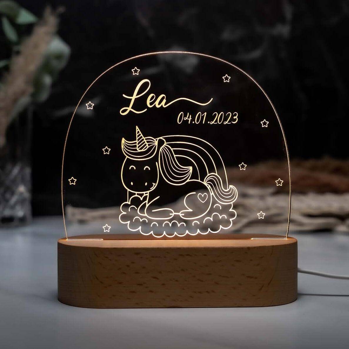 Personalisierte Nachtlampe Einhorn