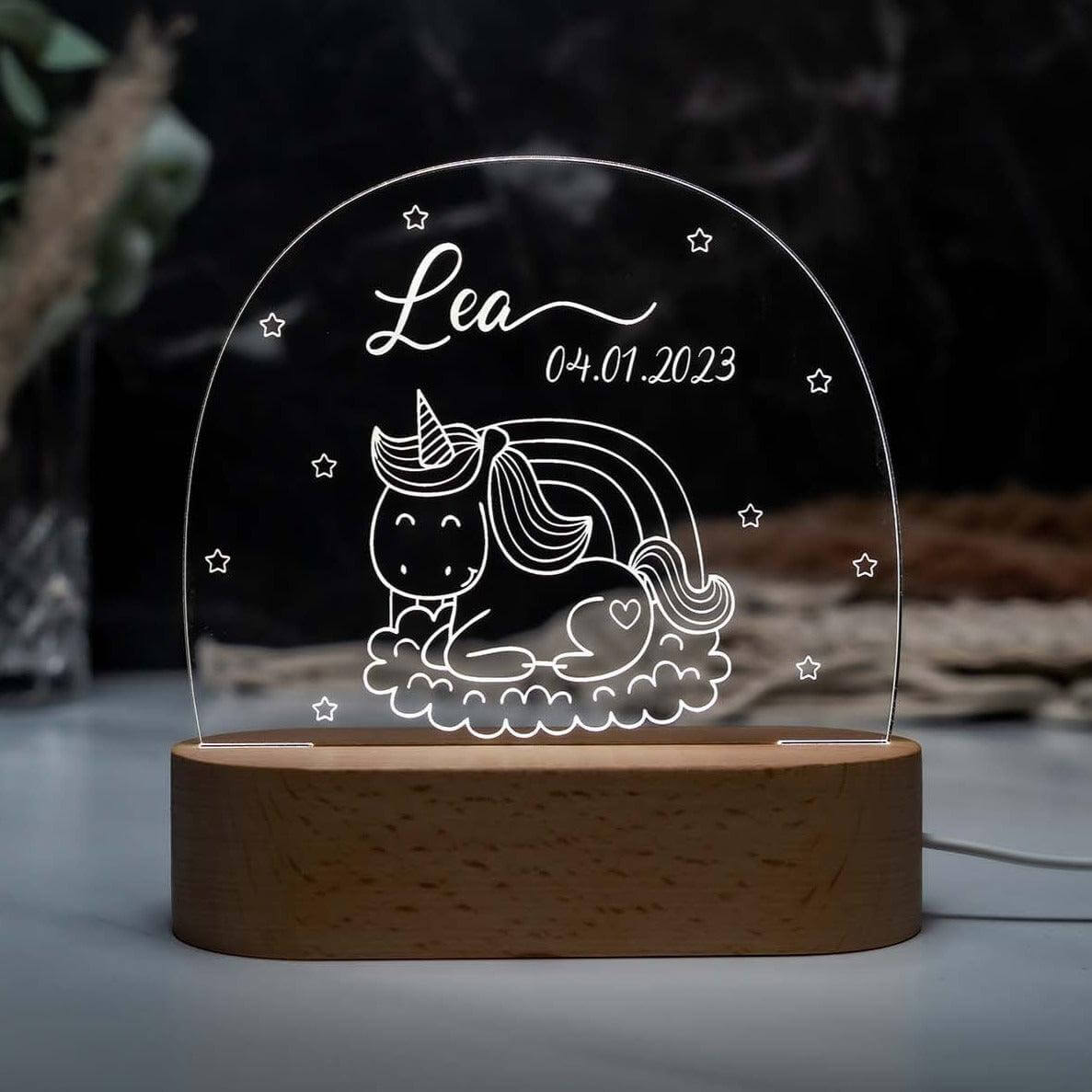 Personalisierte Nachtlampe Einhorn
