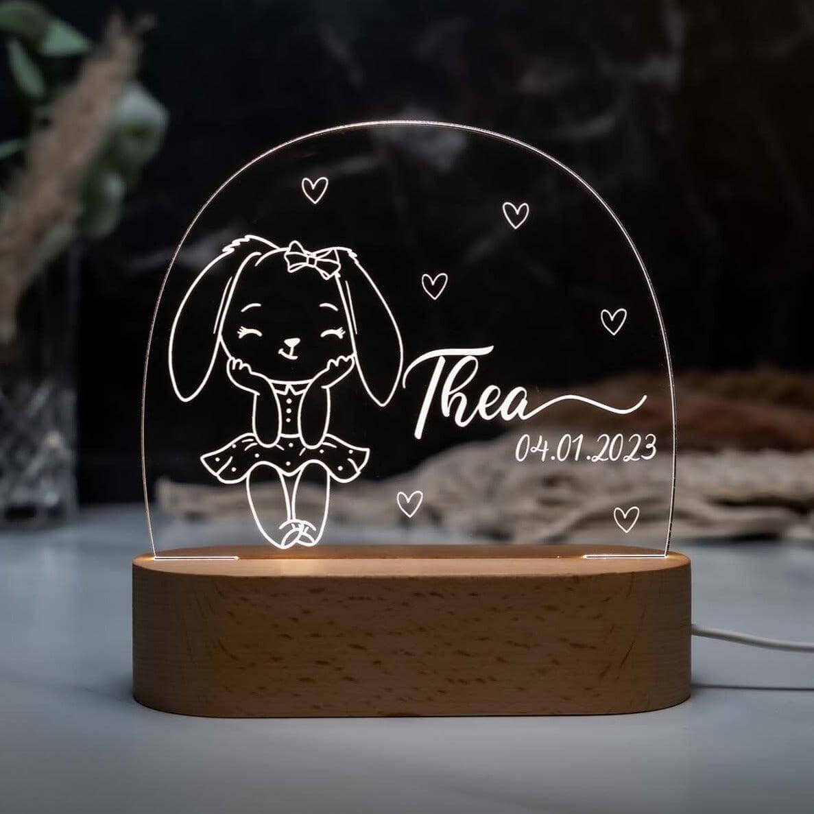 Personalisierte Nachtlampe Häschen