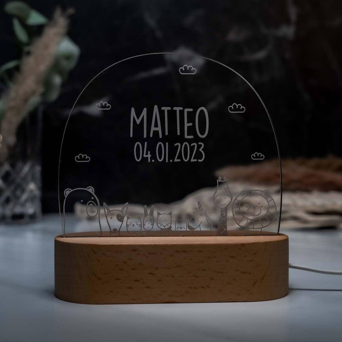 Personalisierte Nachtlampe Tiere