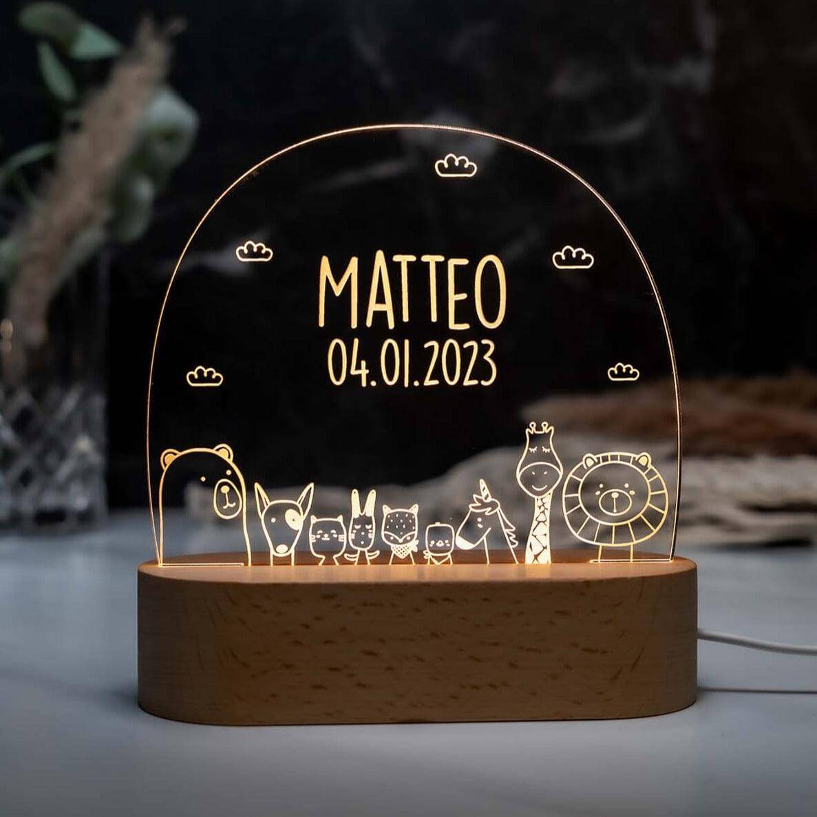 Personalisierte Nachtlampe Tiere