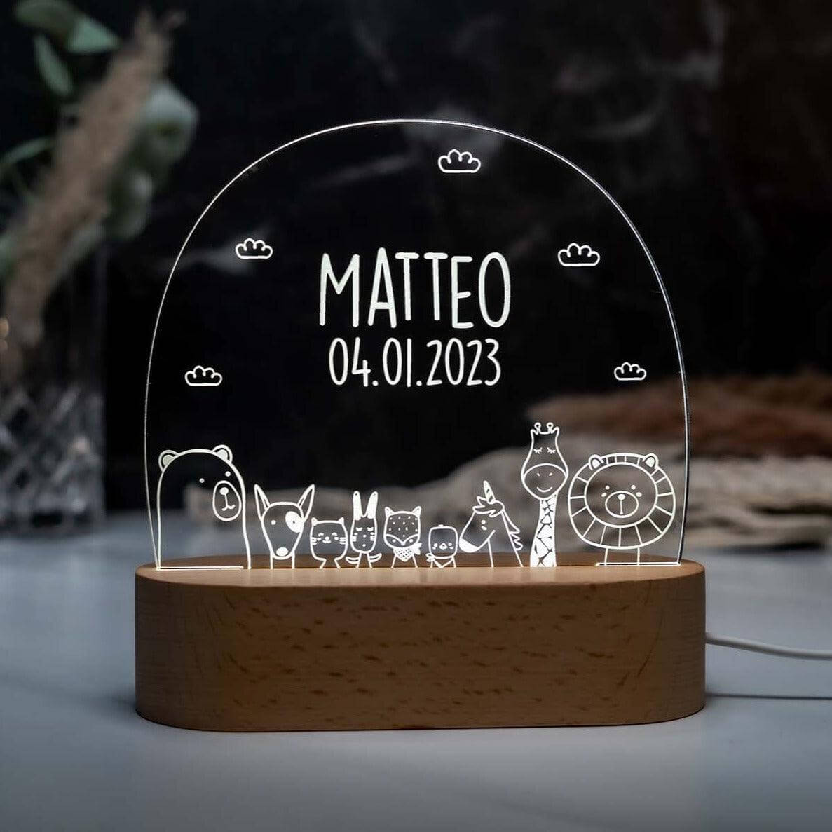 Personalisierte Nachtlampe Tiere