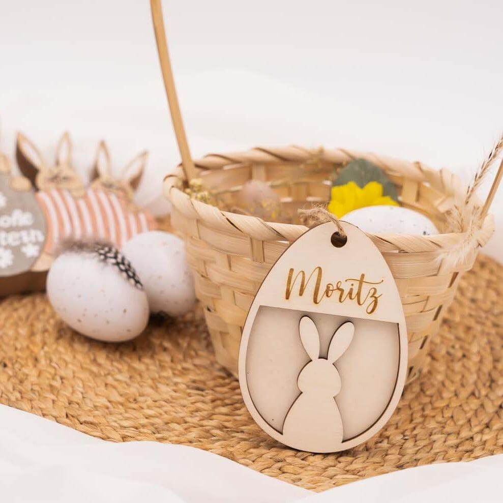 engraved wooden Easter ornament with custom design