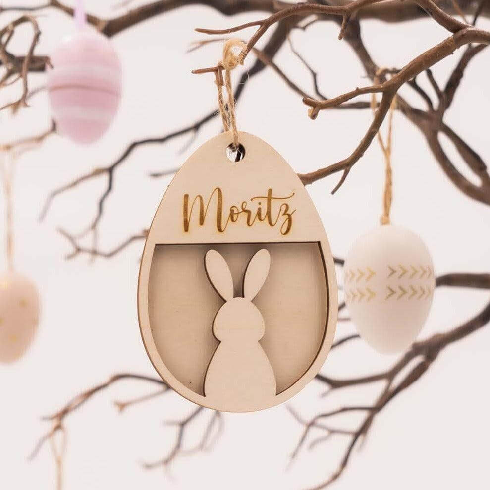 wooden Easter ornament with personalized design