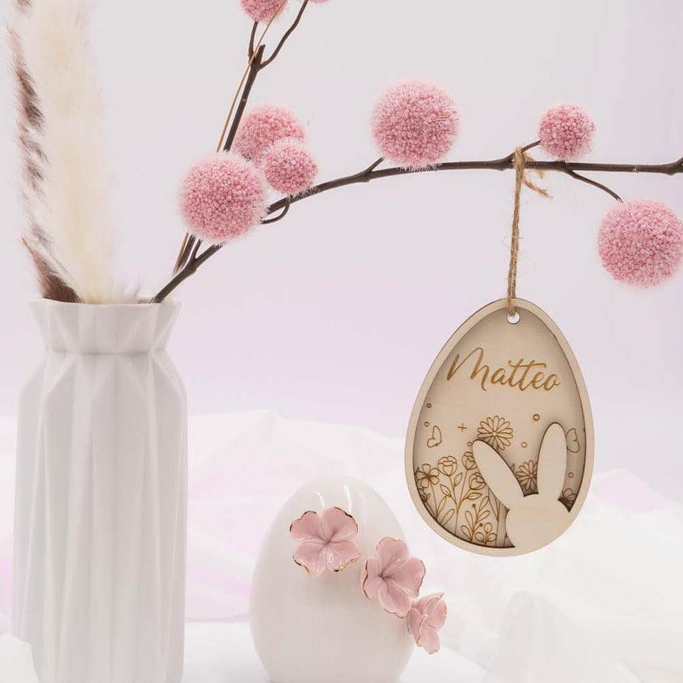 custom wooden Easter ornament with engraved name