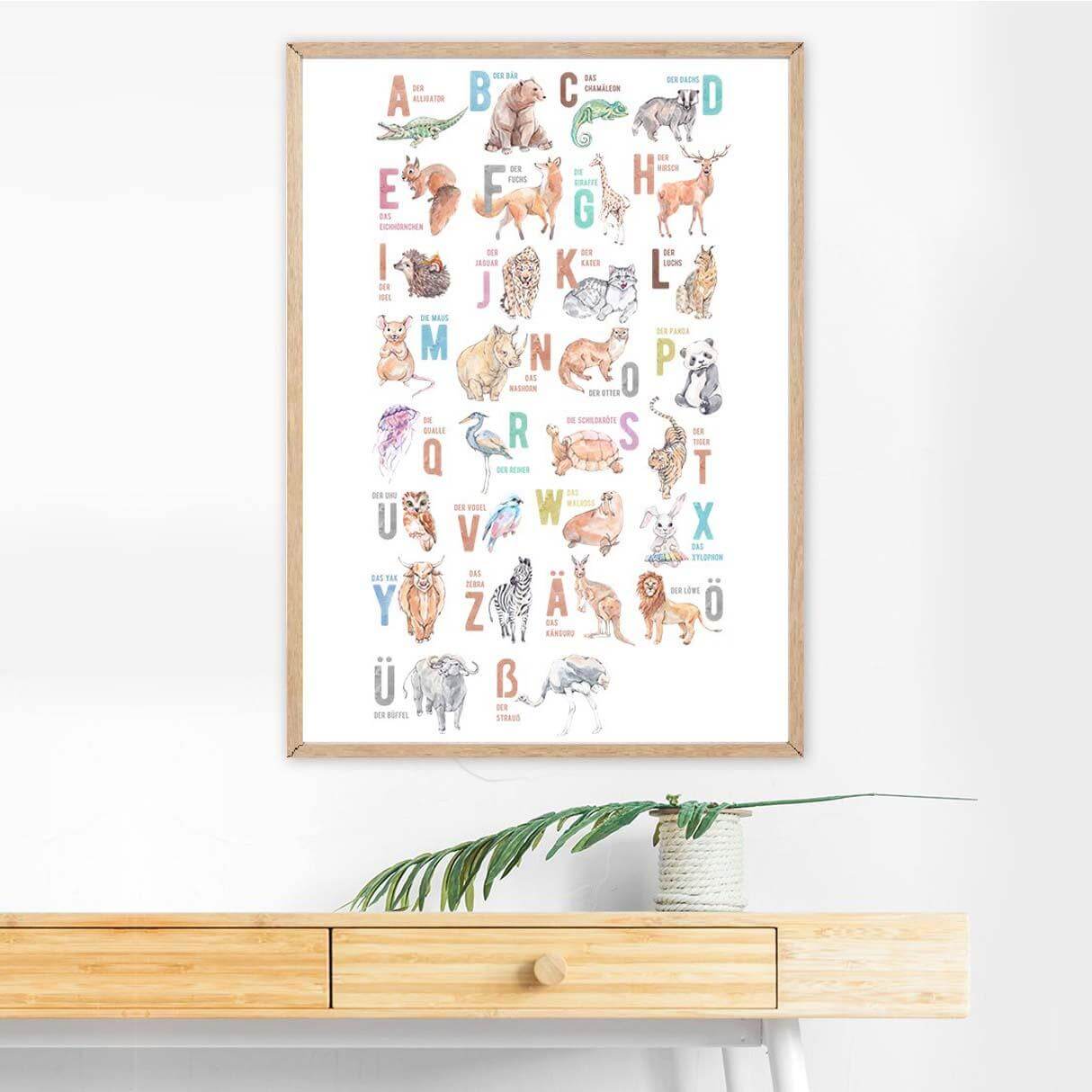 high-quality ABC poster with playful animal illustrations