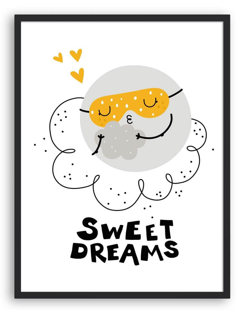 close-up of 'Sweet Dreams' text with gentle design on poster