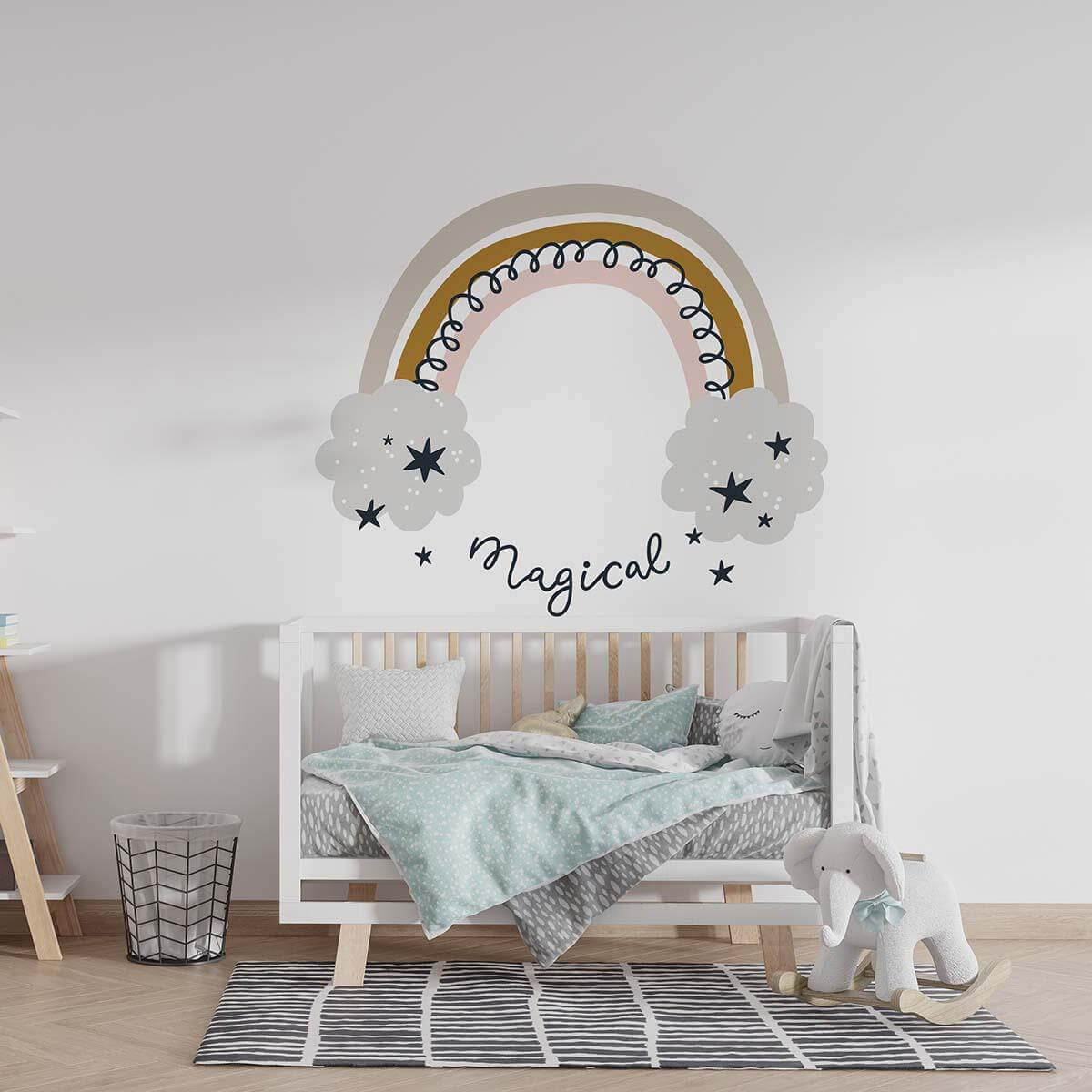 magical rainbow wall sticker with pastel colors
