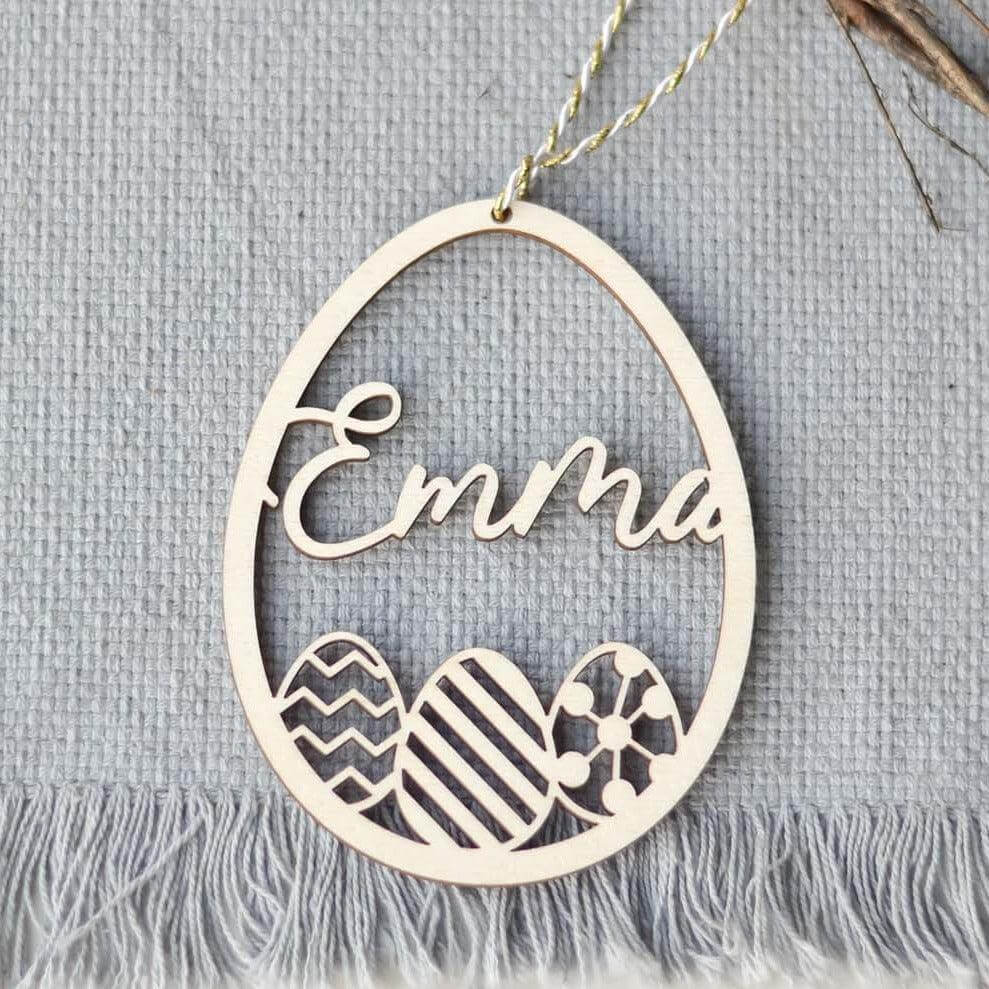 Easter decoration made of wood with custom name engraving