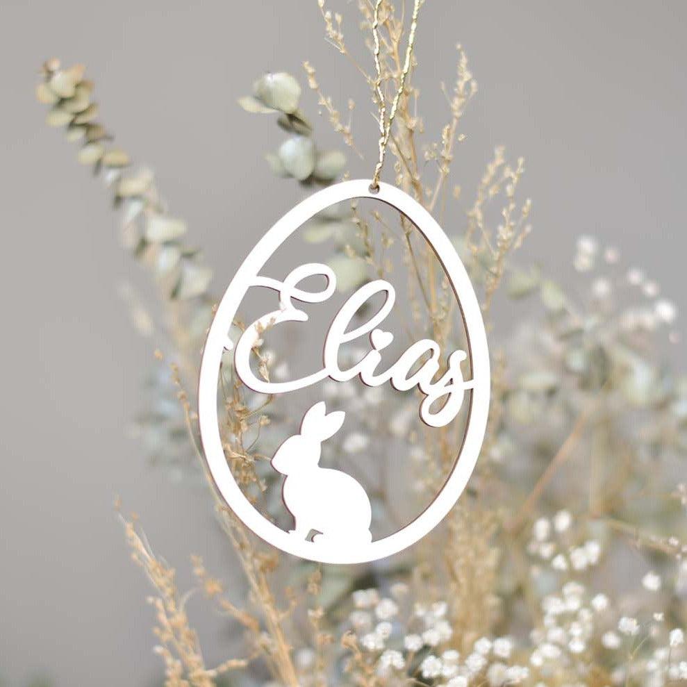 custom wooden Easter decoration with name engraving