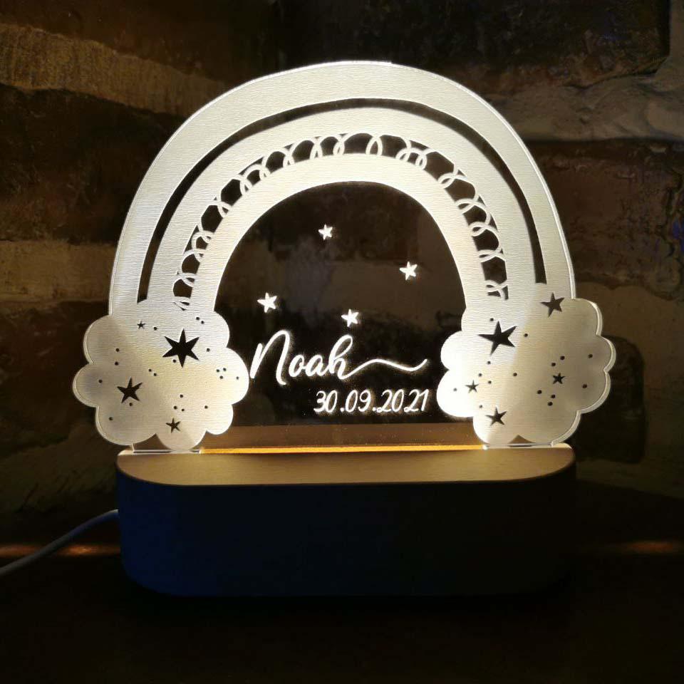 Personalisierte Regenbogen-Sternchen Acryl Nachtlampe