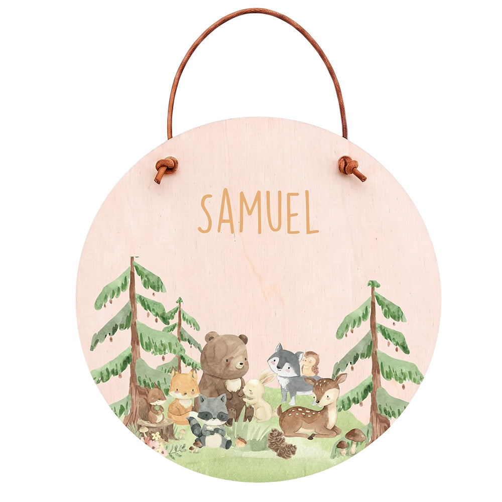 Türschild Kinderzimmer personalisiert mit Name Waldtiere