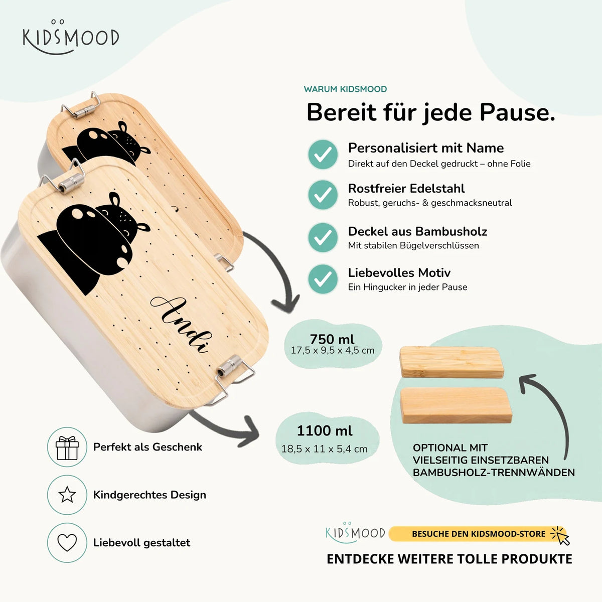 Brotdose personalisiert Nilpferd